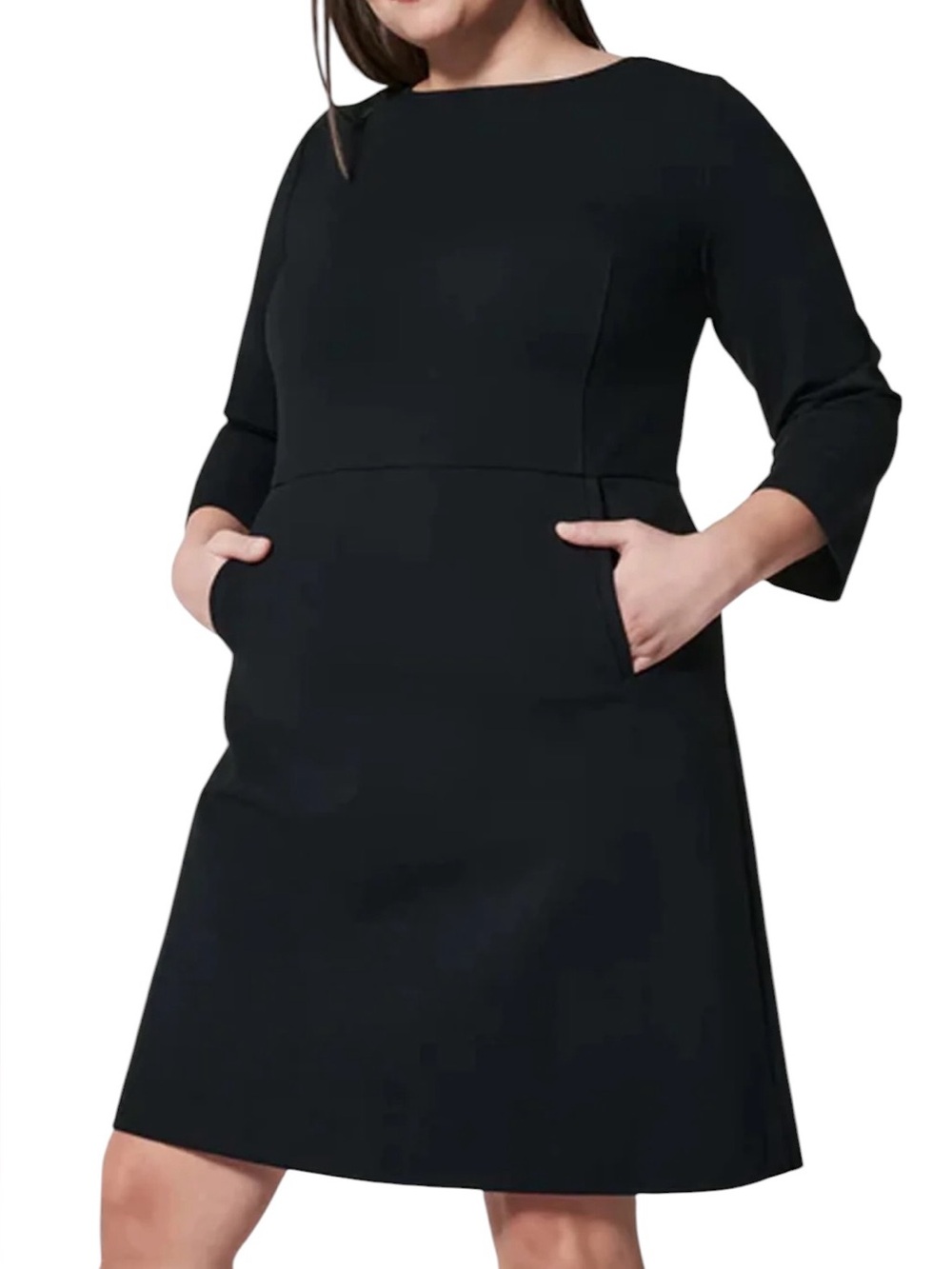 Spanx The Perfect Ponte A-Line Dress in Black Size Large - Picture 11 of 11